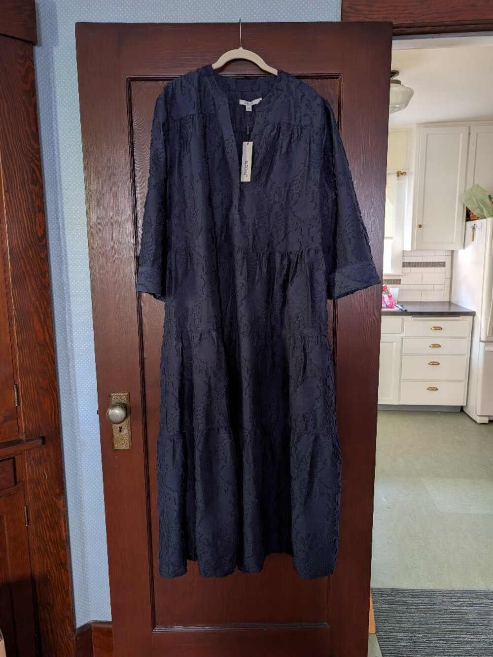 Chico's Navy Lace Maxi Dress with V-Neck